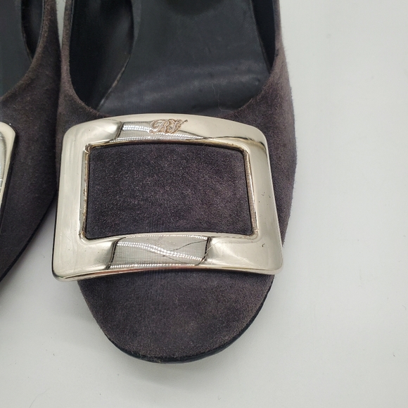Roger Vivier Trompette Belle Pumps in Grey Suede Heels 38 - Picture 8 of 16